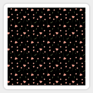 Pink Flowers on Black Sticker